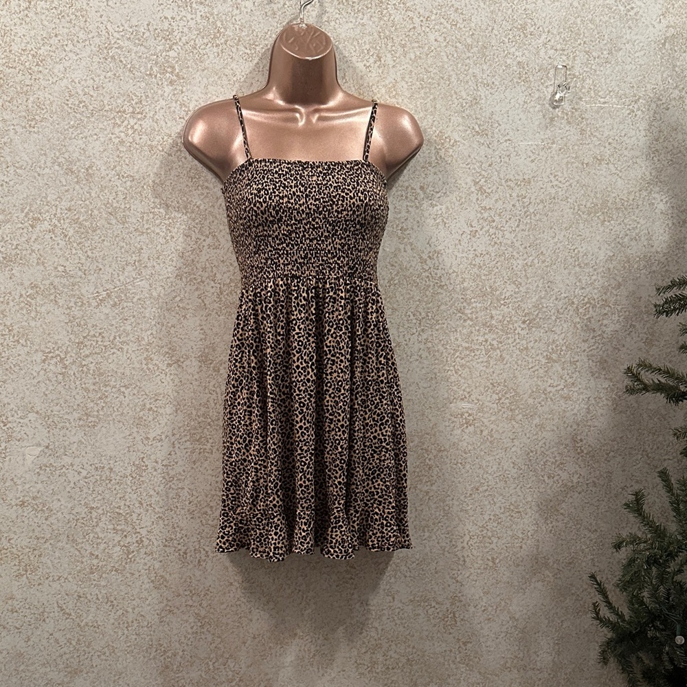 Forever 21 Leopard Print Smocked Mini Dress - Brown/Black